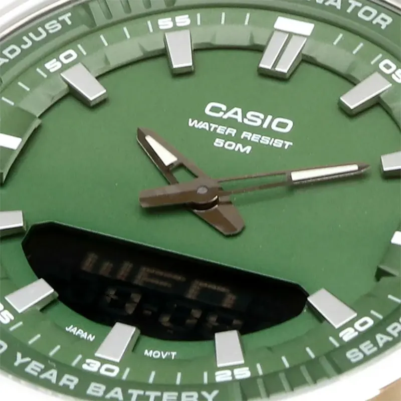 Casio Green Dial Japan Quartz Dual Time Men’s Watch- AMW-880D-3AV